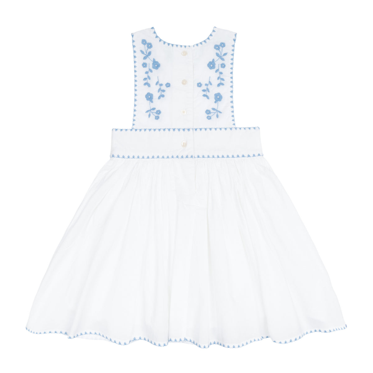 Girls’ White Embroidered Pinafore Dress