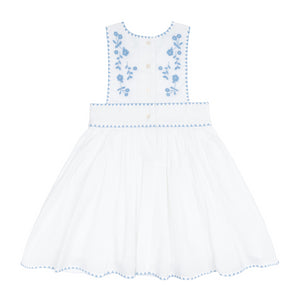 Girls’ White Embroidered Pinafore Dress