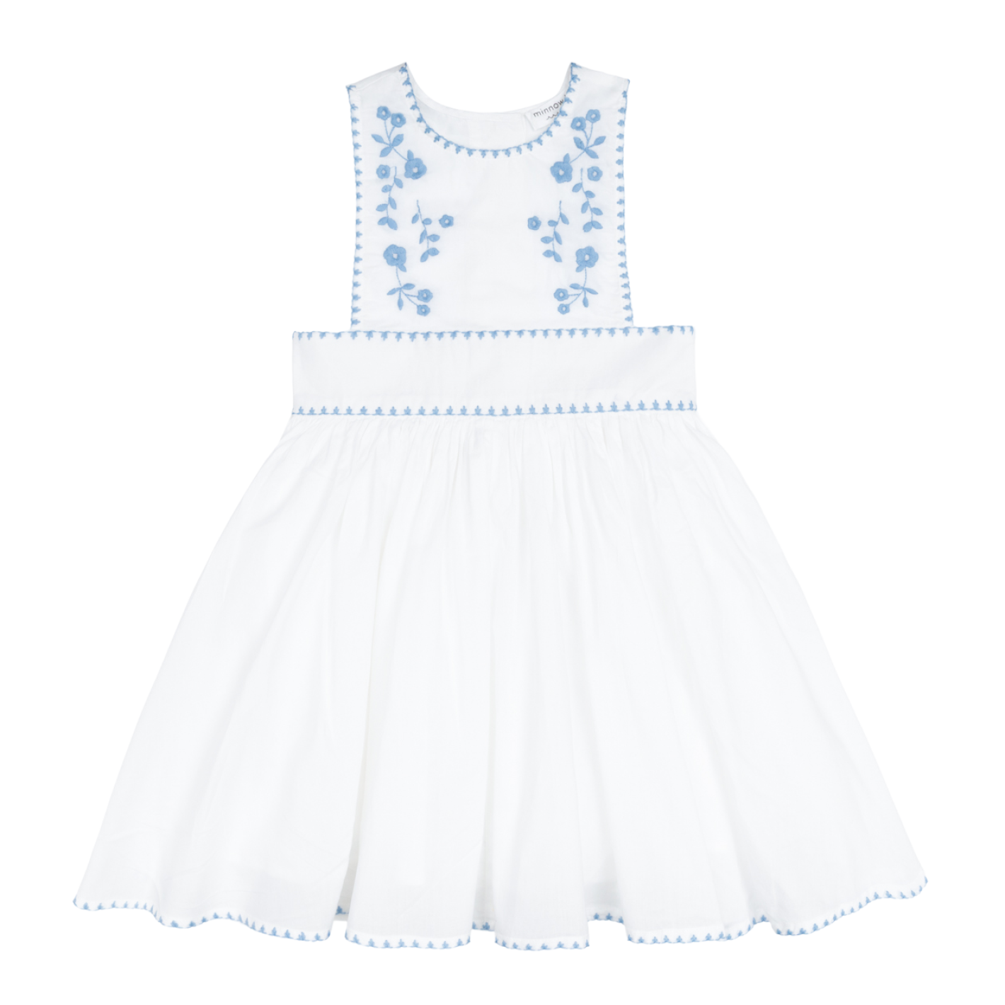 Girls’ White Embroidered Pinafore Dress