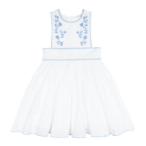 Girls’ White Embroidered Pinafore Dress