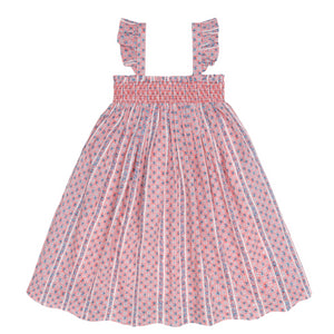 >The Girls’ Rosa Vine Smocked Dress with Flutter Sleeves