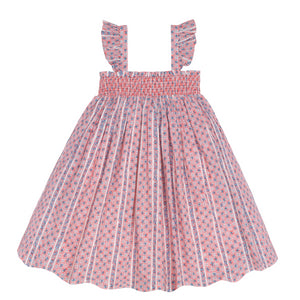 >The Girls’ Rosa Vine Smocked Dress with Flutter Sleeves