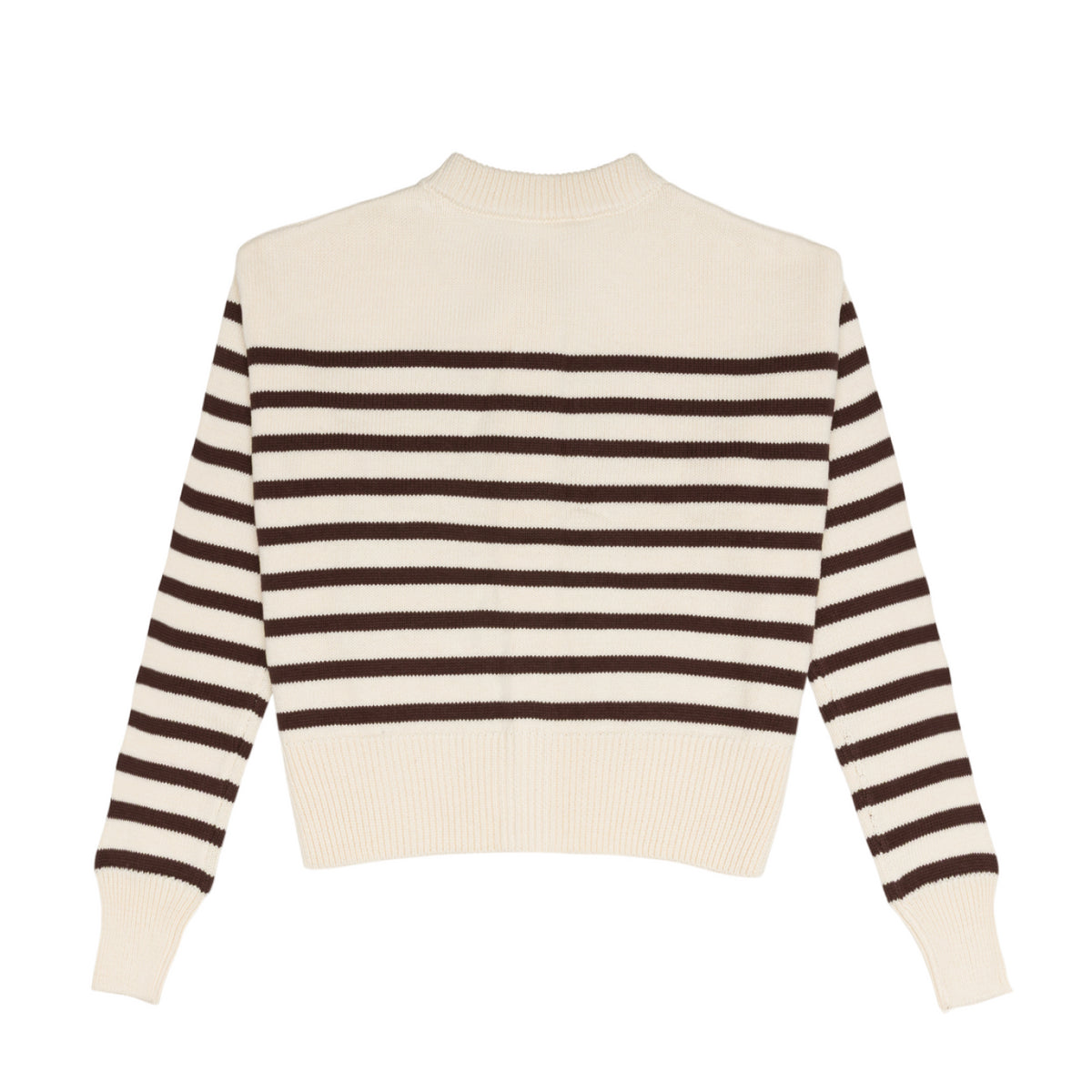 Women’s Cream and Brown Stripe Cropped Knit Cardigan
