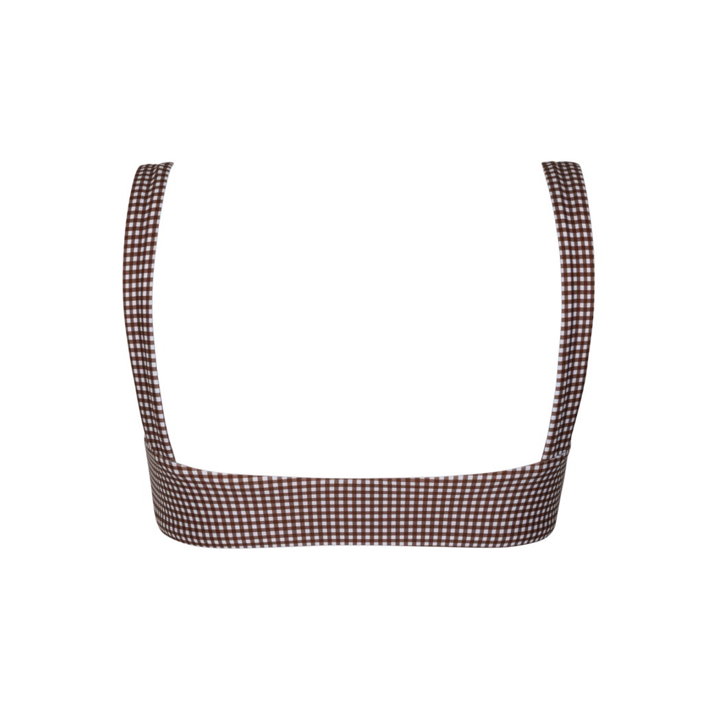 Women’s Cocoa Gingham Bandeau Bikini Top