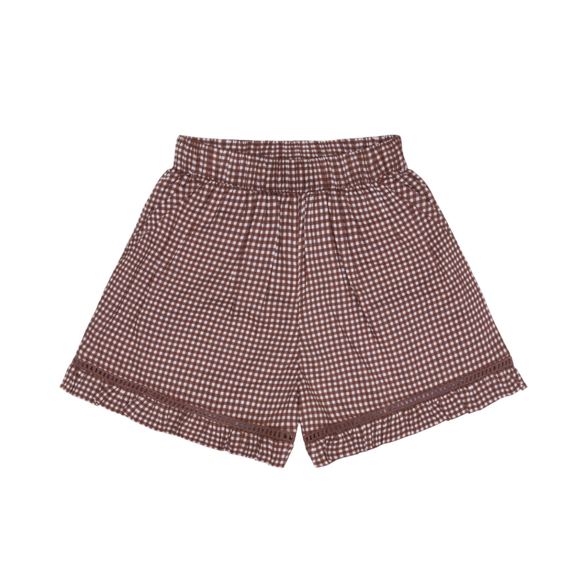 Girls’ Cocoa Gingham Ruffle Shorts