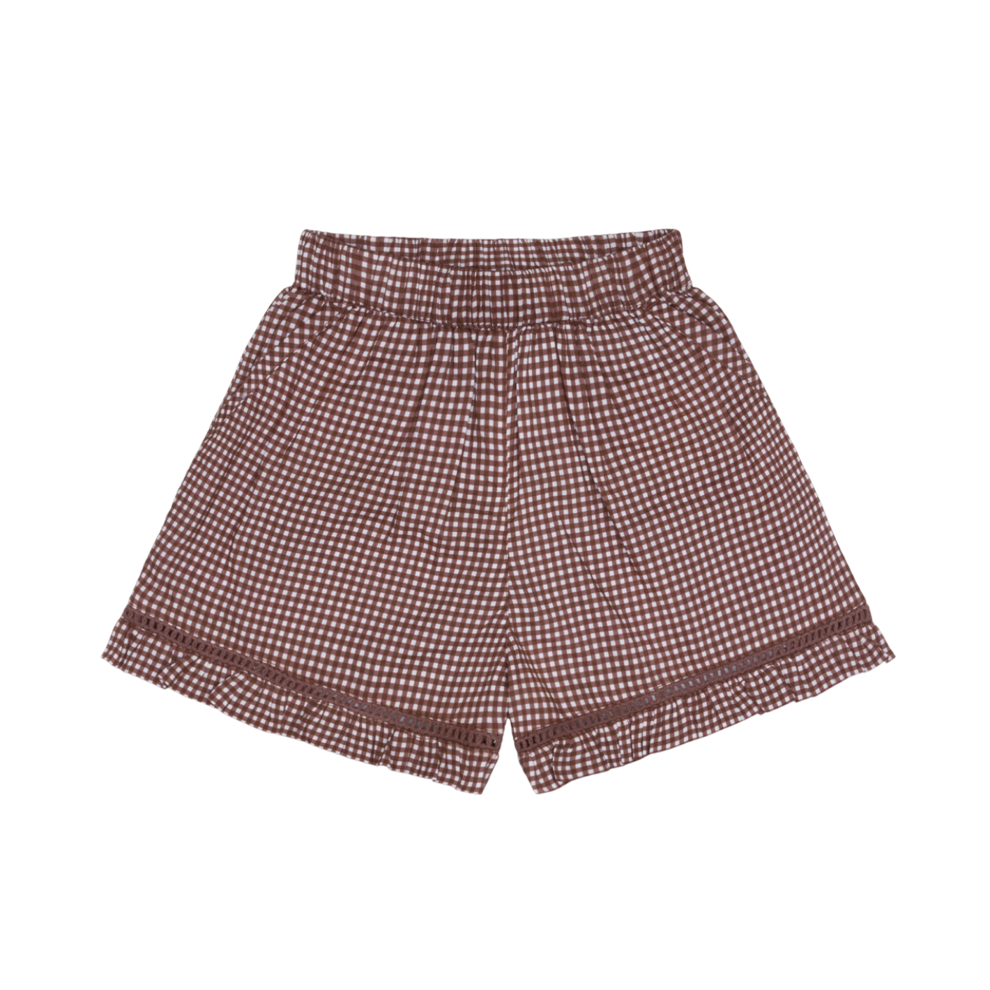 Girls’ Cocoa Gingham Ruffle Shorts