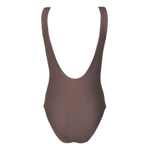 Women’s Cocoa Gingham Square Neck One Piece