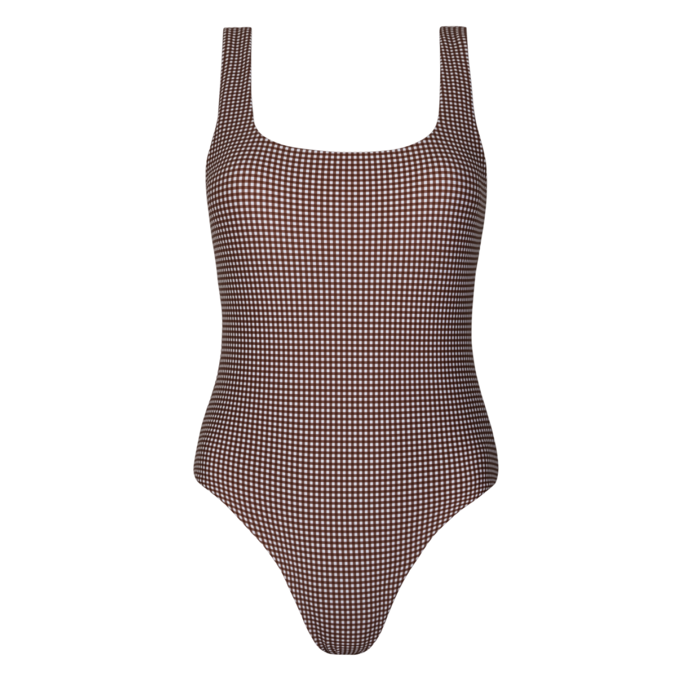 Women’s Cocoa Gingham Square Neck One Piece