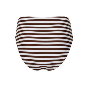 Women’s Cocoa Stripe High Waist Bikini Bottom