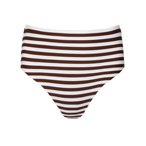 Women’s Cocoa Stripe High Waist Bikini Bottom