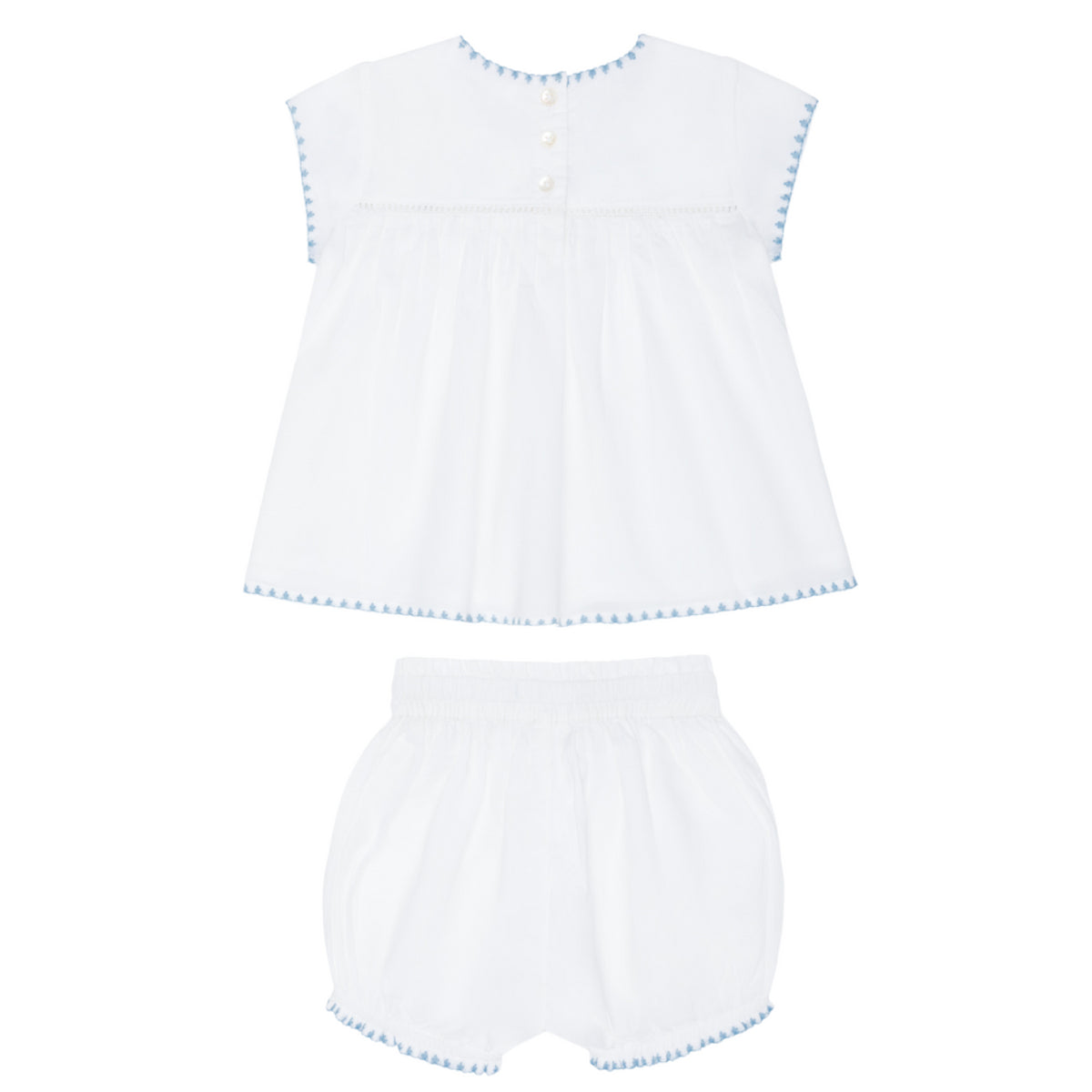 Baby Girls’ White Embroidered Top and Bloomer Set