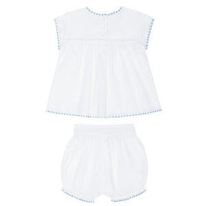 Baby Girls’ White Embroidered Top and Bloomer Set