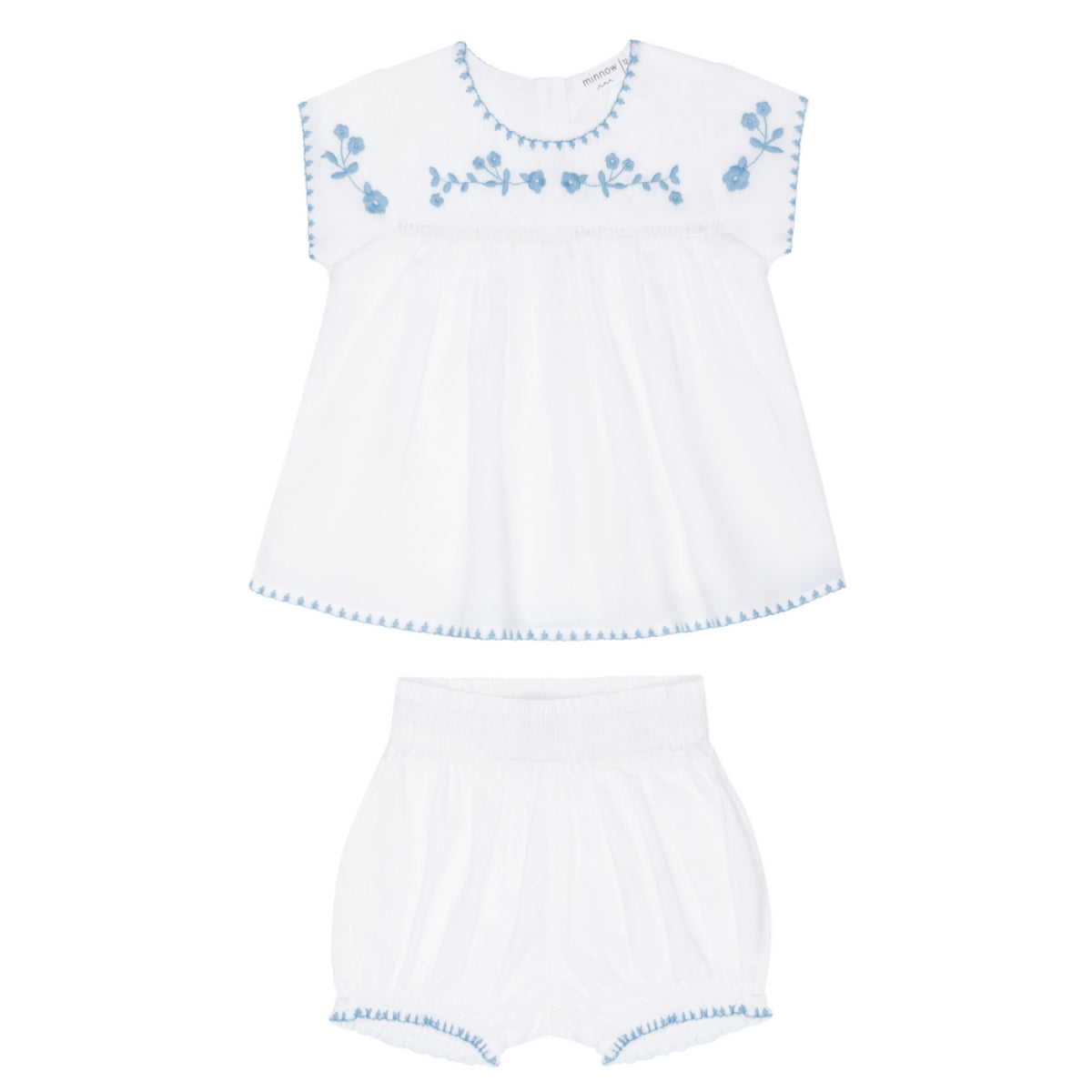 Baby Girls’ White Embroidered Top and Bloomer Set