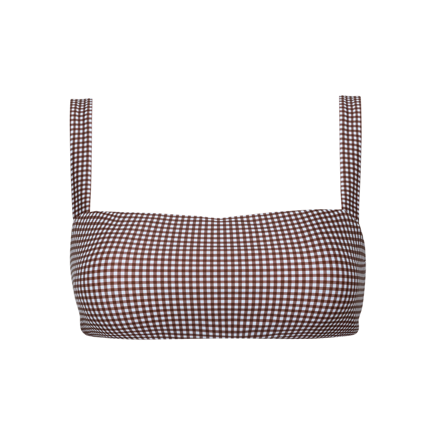 Women’s Cocoa Gingham Bandeau Bikini Top