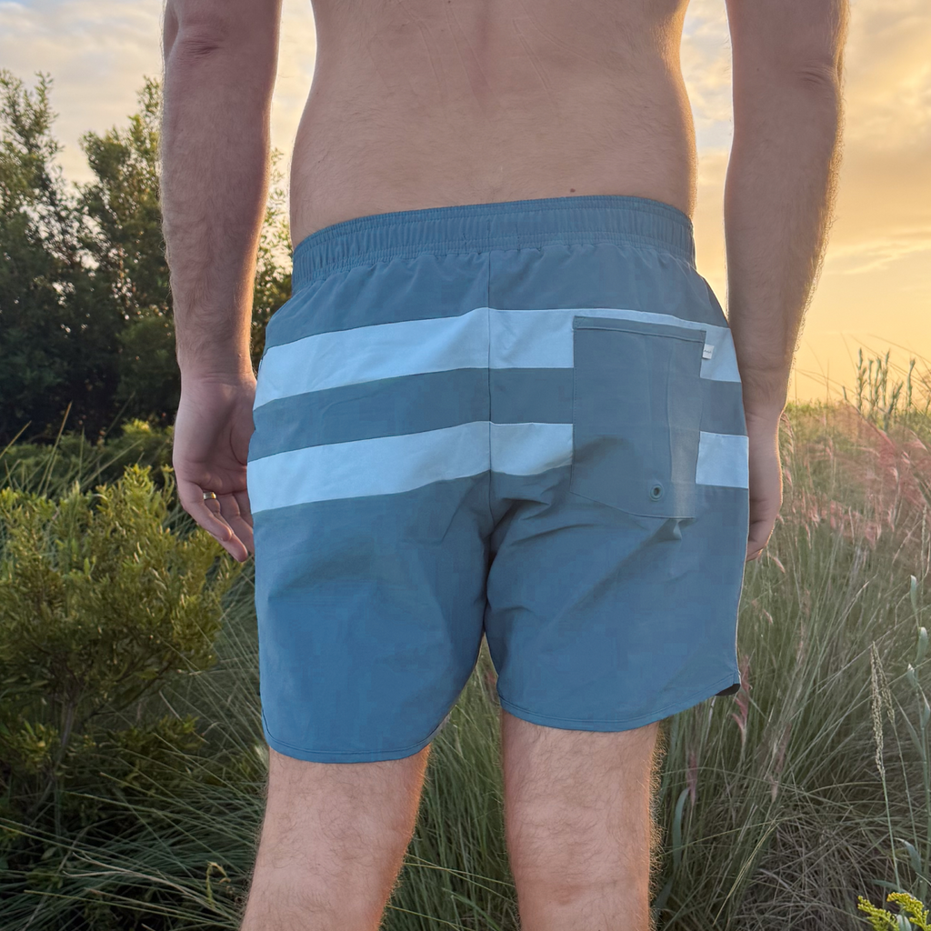 Men’s Teal and Dusk Blue Colorblock Boardie