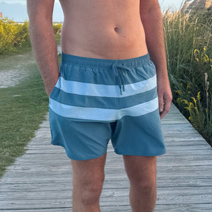 Men’s Teal and Dusk Blue Colorblock Boardie