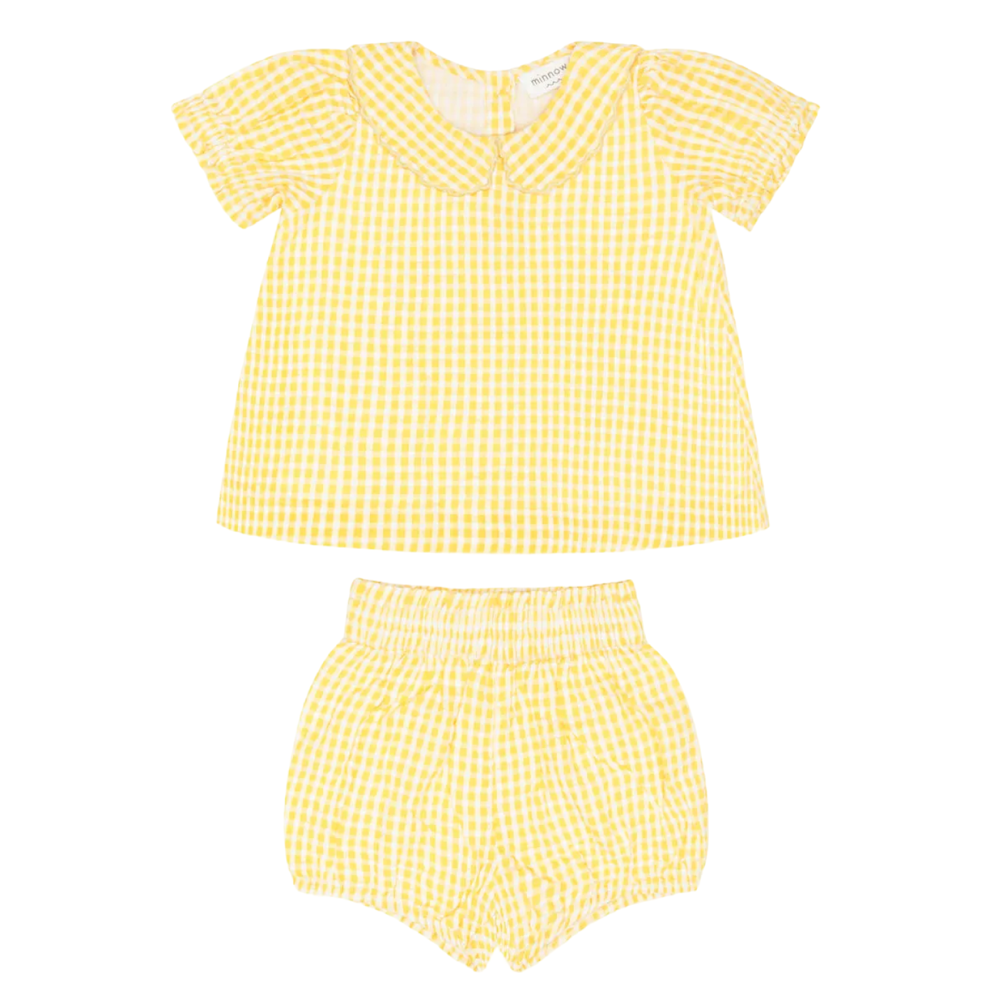 Baby Girls’ Soleil Gingham Puff Sleeve Top and Bloomer Set