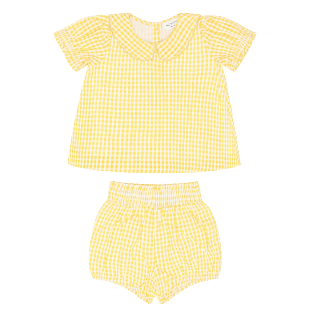 Baby Girls’ Soleil Gingham Puff Sleeve Top and Bloomer Set