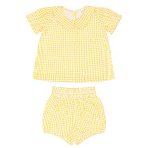 Baby Girls’ Soleil Gingham Puff Sleeve Top and Bloomer Set