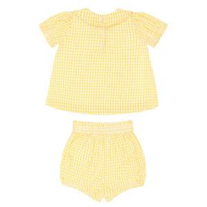 Baby Girls’ Soleil Gingham Puff Sleeve Top and Bloomer Set