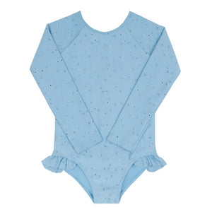 Girls’ Dusk Blue Eyelet Rashguard One Piece