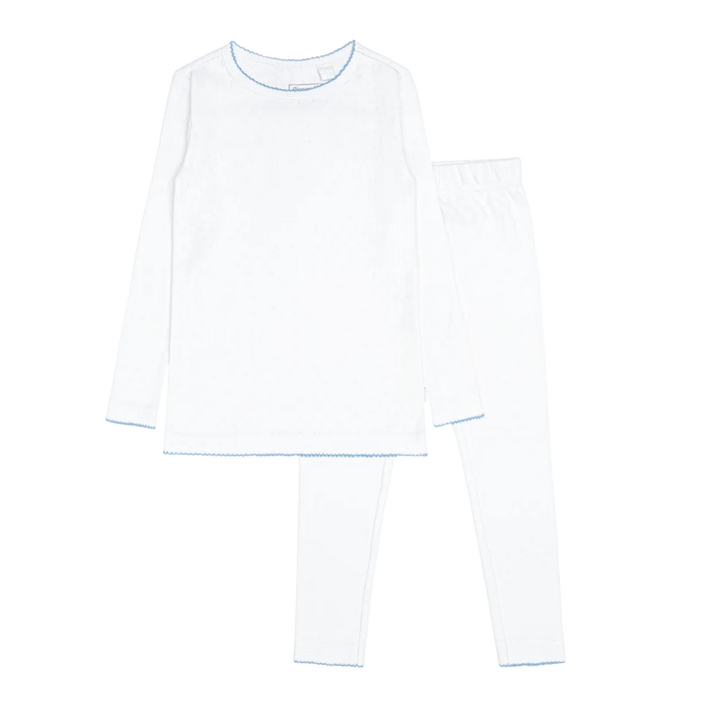 Unisex White Pointelle Pajamas Set