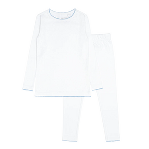 Unisex White Pointelle Pajamas Set