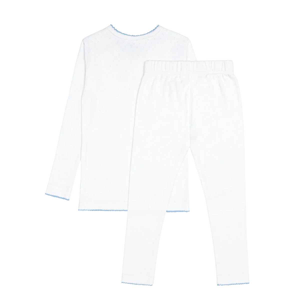 Unisex White Pointelle Pajamas Set