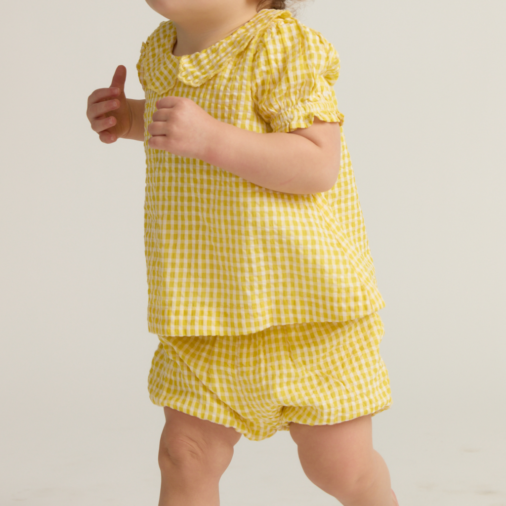 Baby Girls’ Soleil Gingham Puff Sleeve Top and Bloomer Set