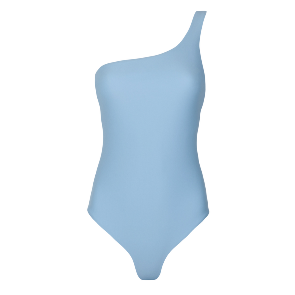 Women’s Dusk Blue and Cream Reversible One Shoulder One Piece