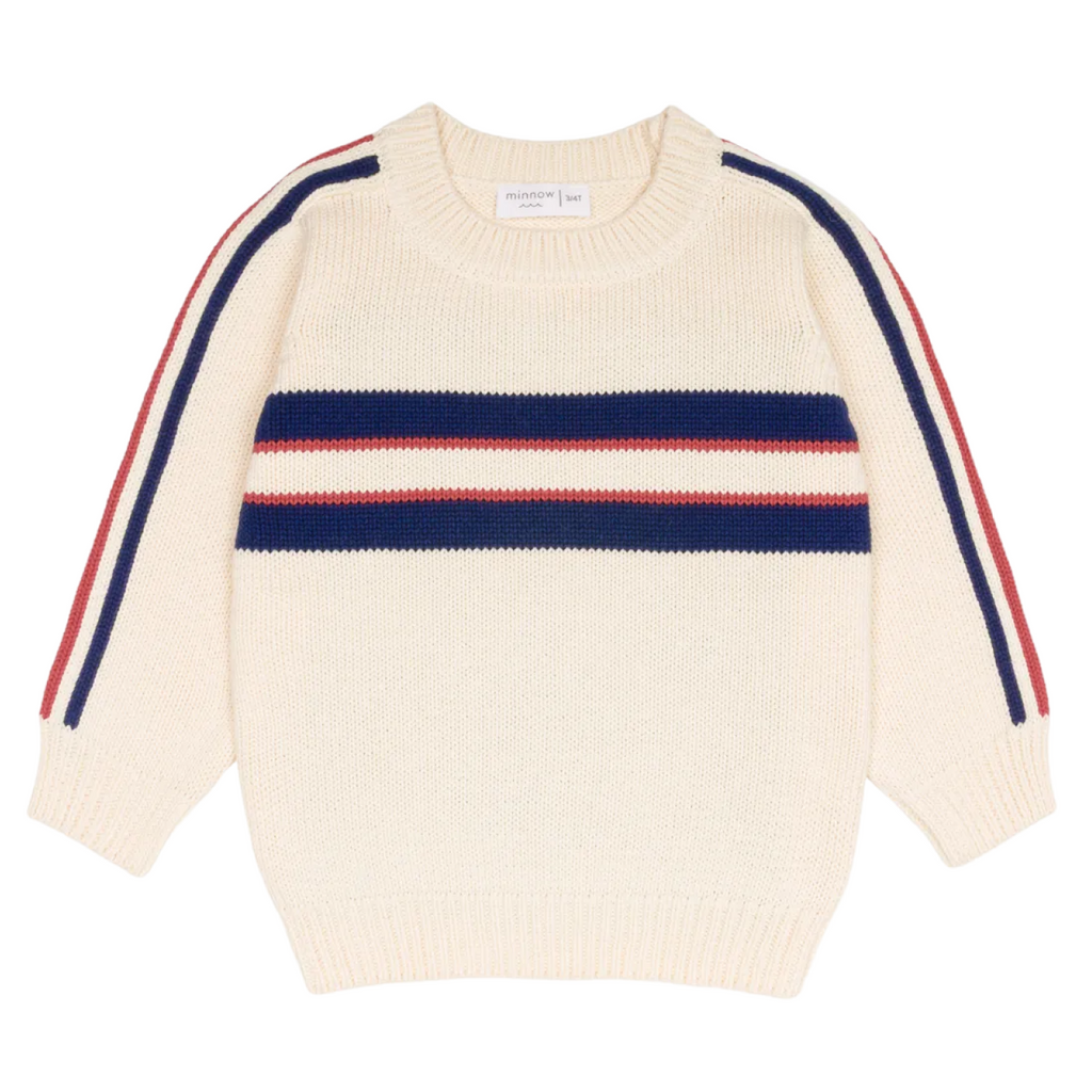 Unisex Navy and Red Stripe Knit Sweater