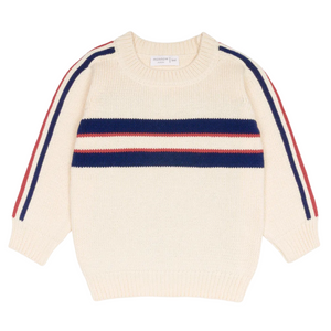 Unisex Navy and Red Stripe Knit Sweater