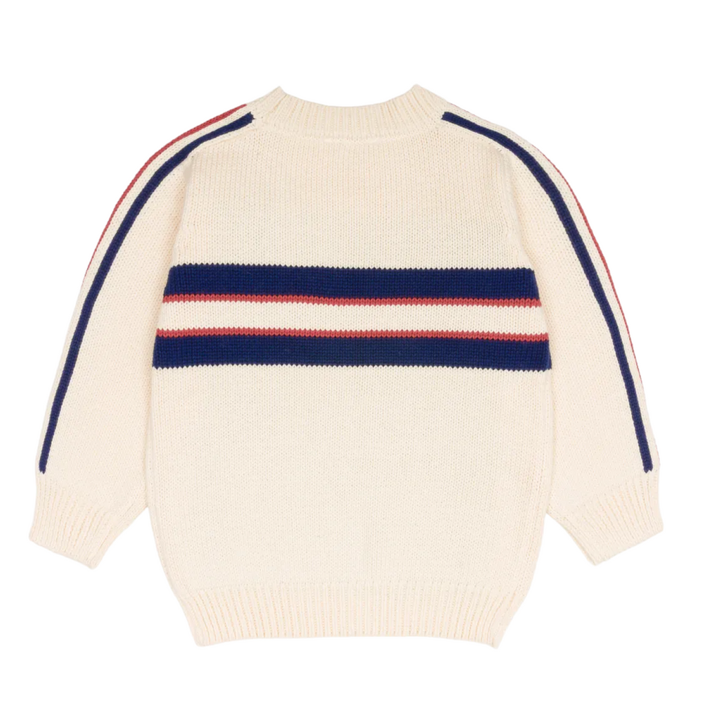 Unisex Navy and Red Stripe Knit Sweater