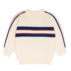 Unisex Navy and Red Stripe Knit Sweater