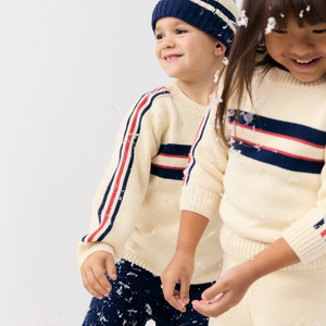 Unisex Navy and Red Stripe Knit Sweater