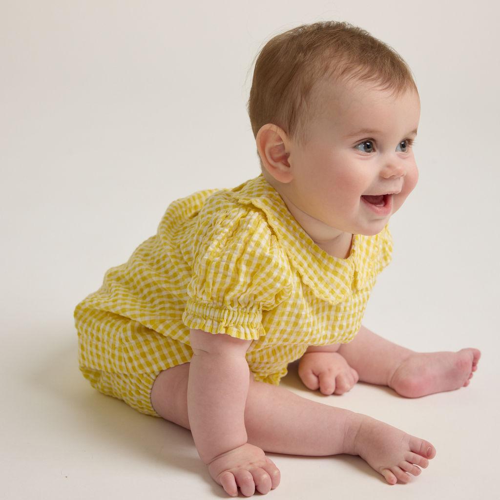 Baby Girls’ Soleil Gingham Puff Sleeve Top and Bloomer Set