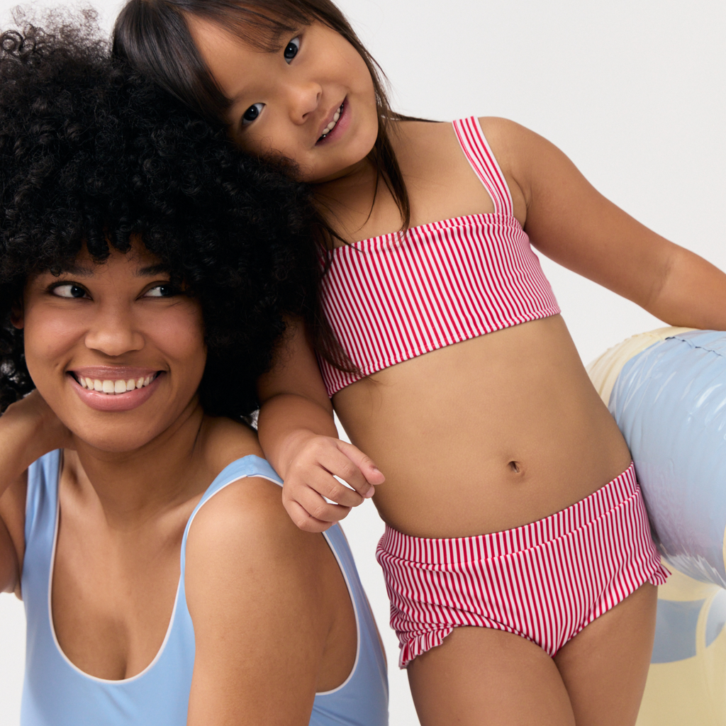 Girls’ Gondola Stripe Bandeau Bikini and Swim Shorts Set