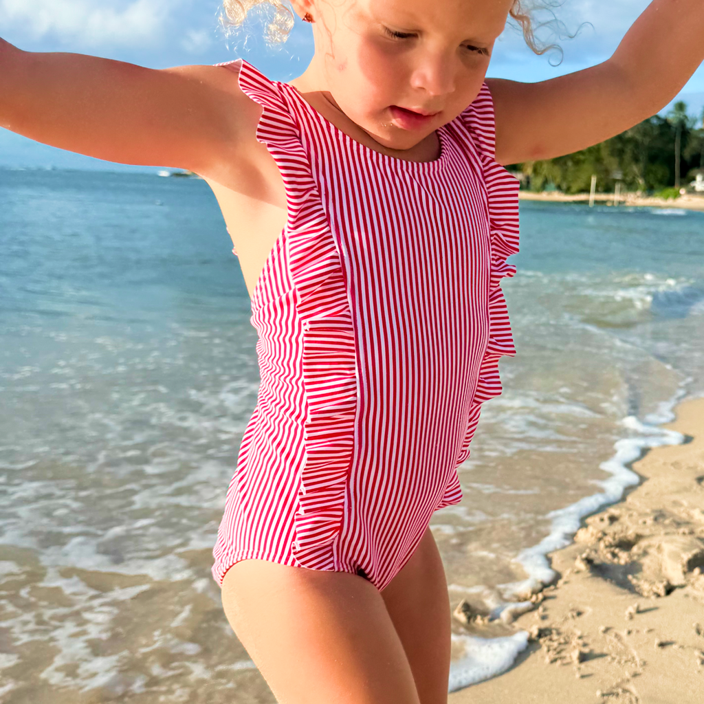 Girls’ Gondola Stripe Ruffle One Piece
