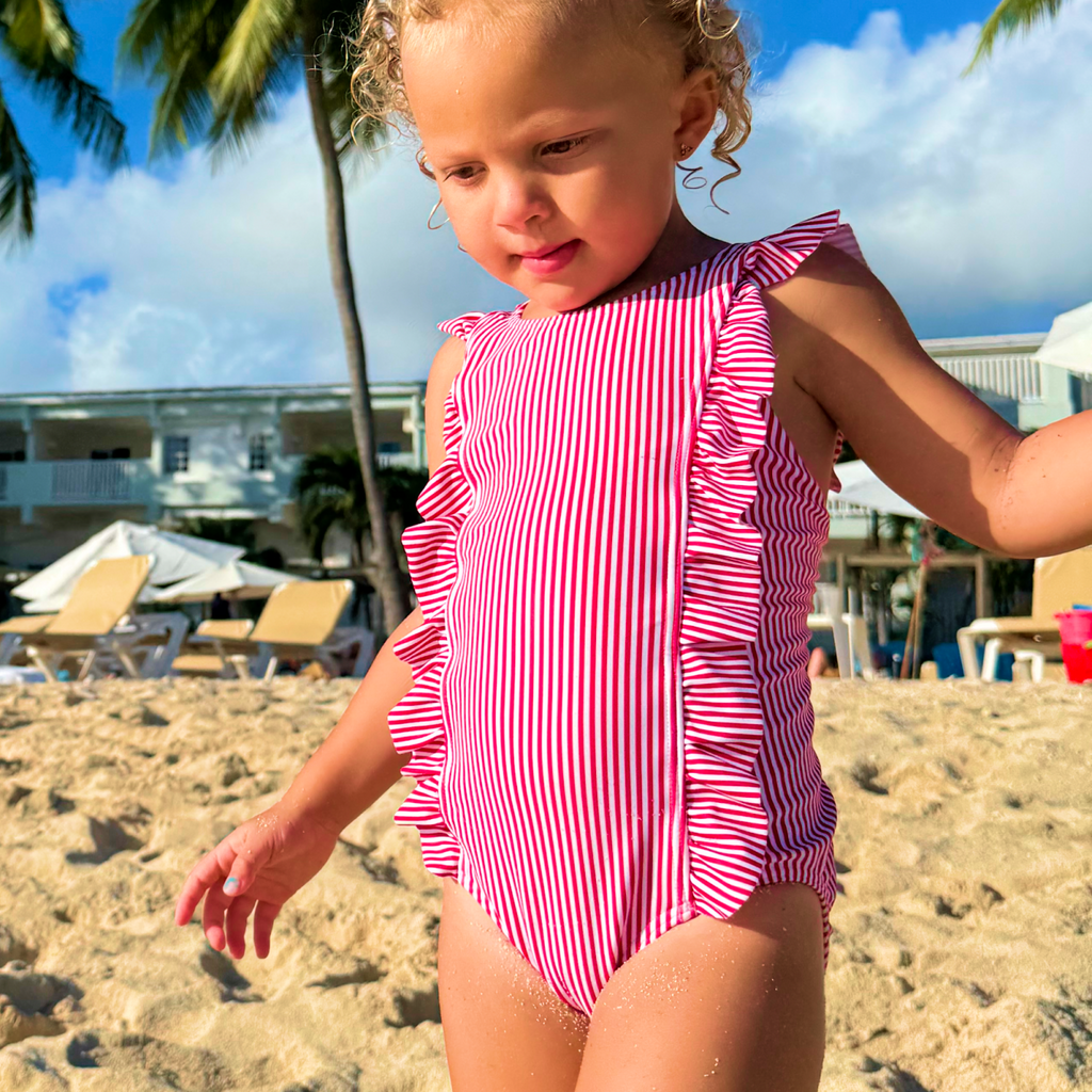 Girls’ Gondola Stripe Ruffle One Piece