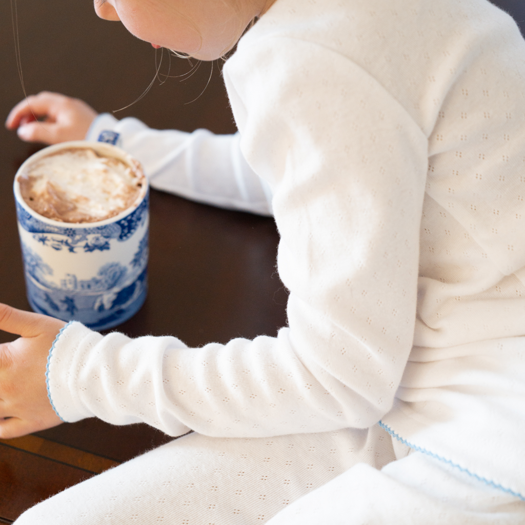 Unisex White Pointelle Pajamas Set