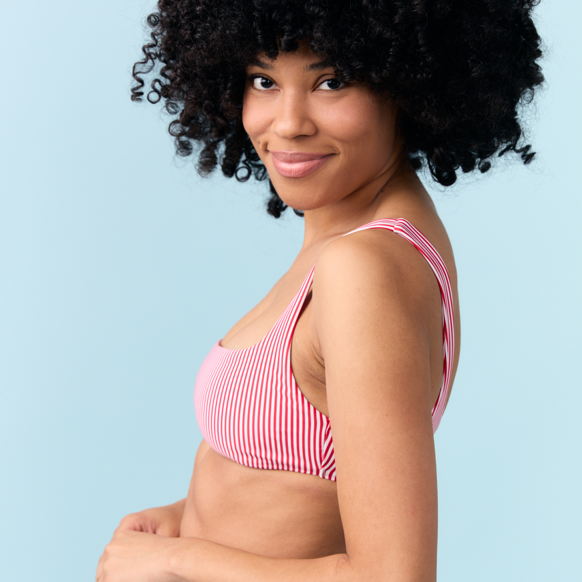 women's gondola stripe square neck bikini top