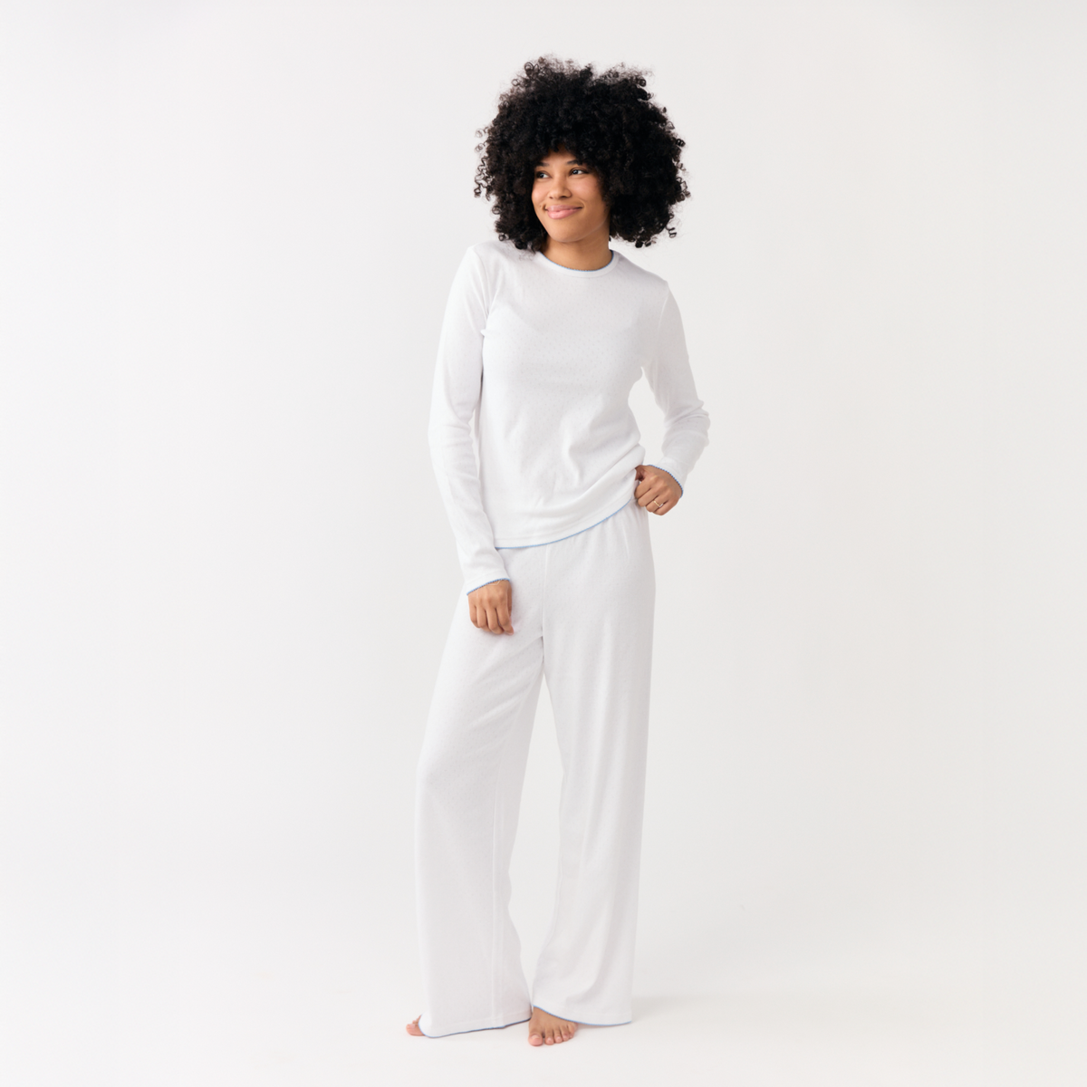 Women’s White Pointelle Pajamas Set