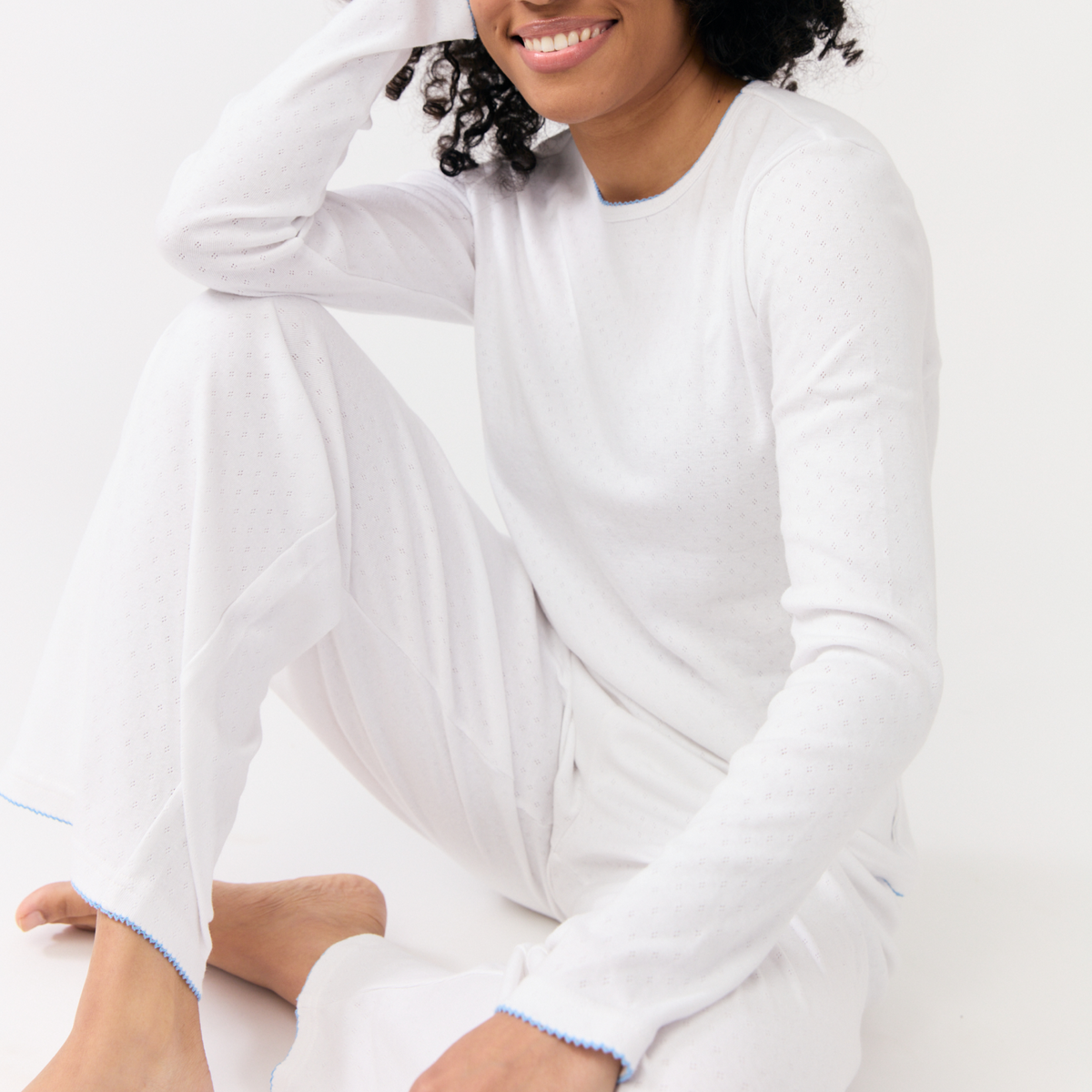 Women’s White Pointelle Pajamas Set