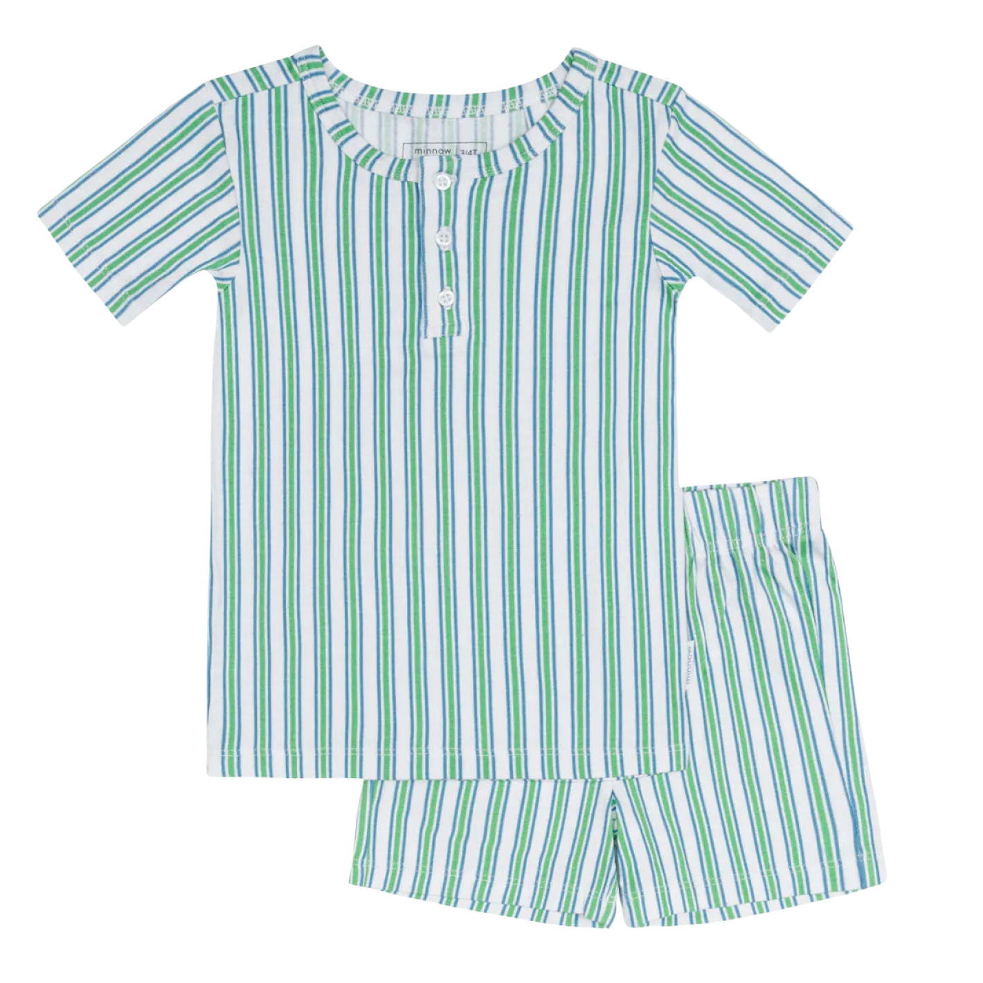 Unisex Tamarin Stripe Shirt and Short Pima Pajamas Set