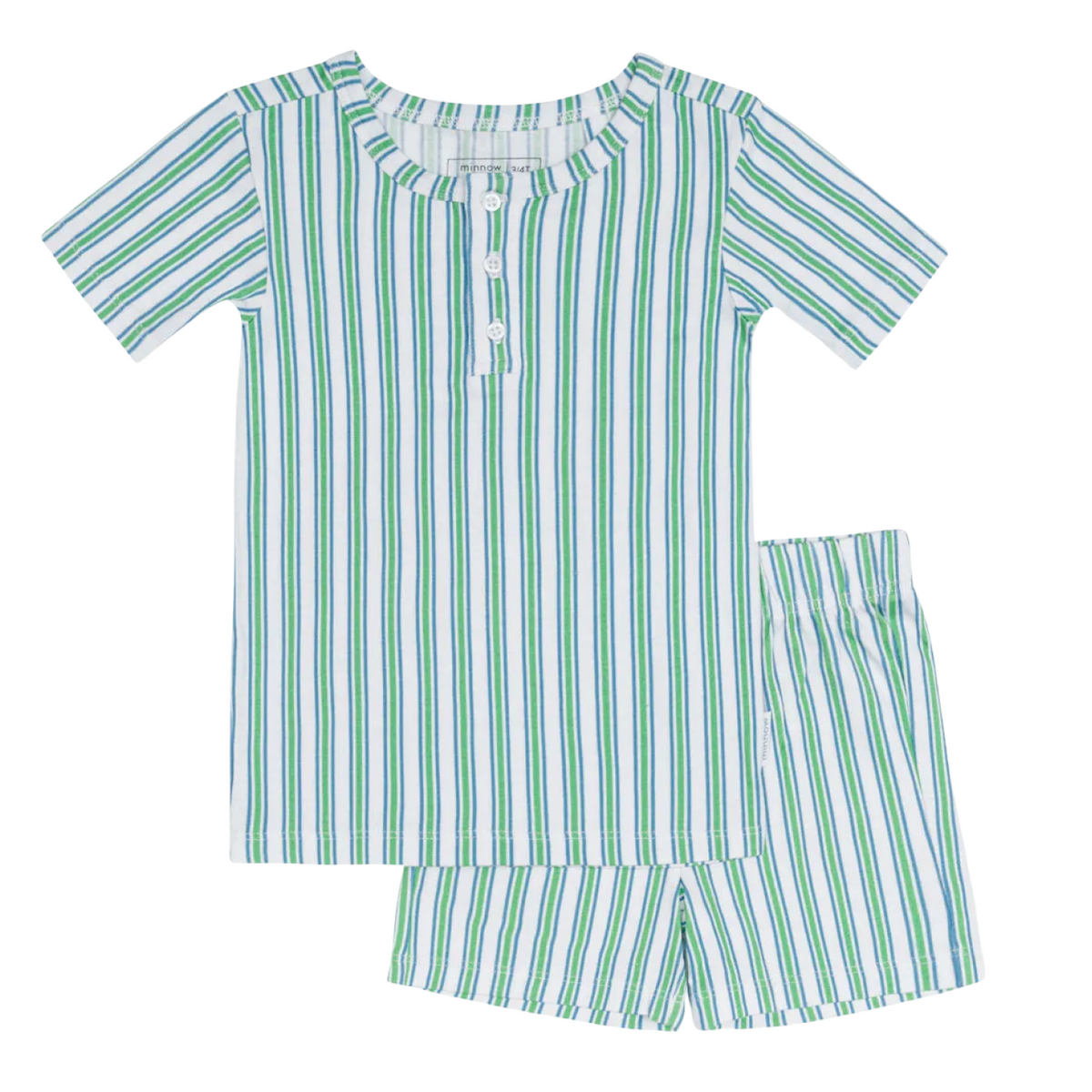 Unisex Tamarin Stripe Shirt and Short Pima Pajamas Set