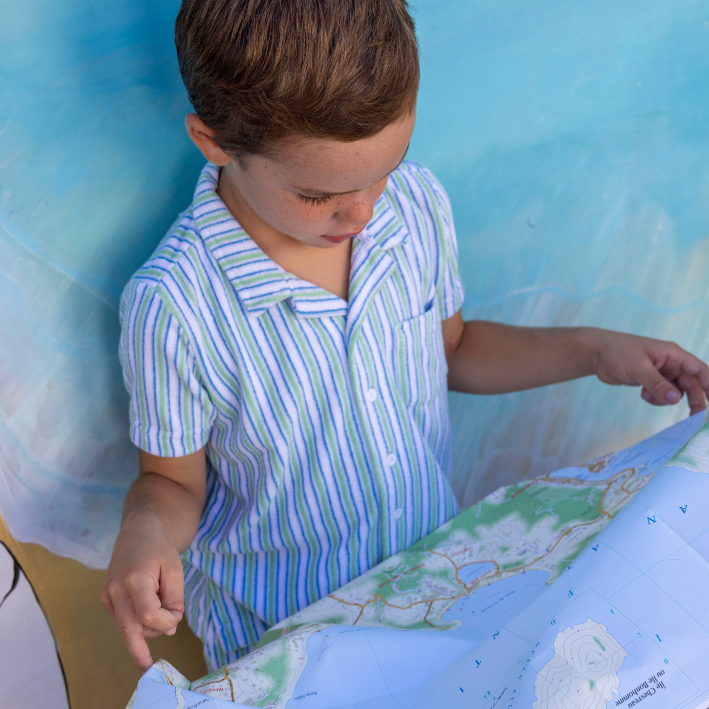 Boys’ Tamarin Stripe French Terry Button Up