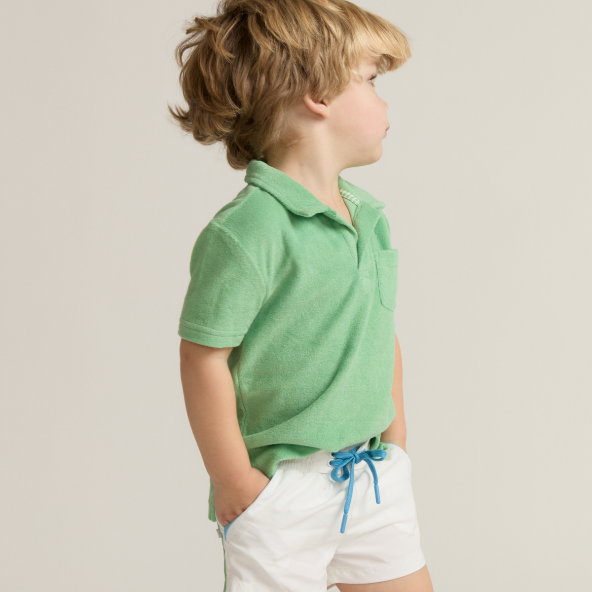 Boys’ Gustavia Green French Terry Polo