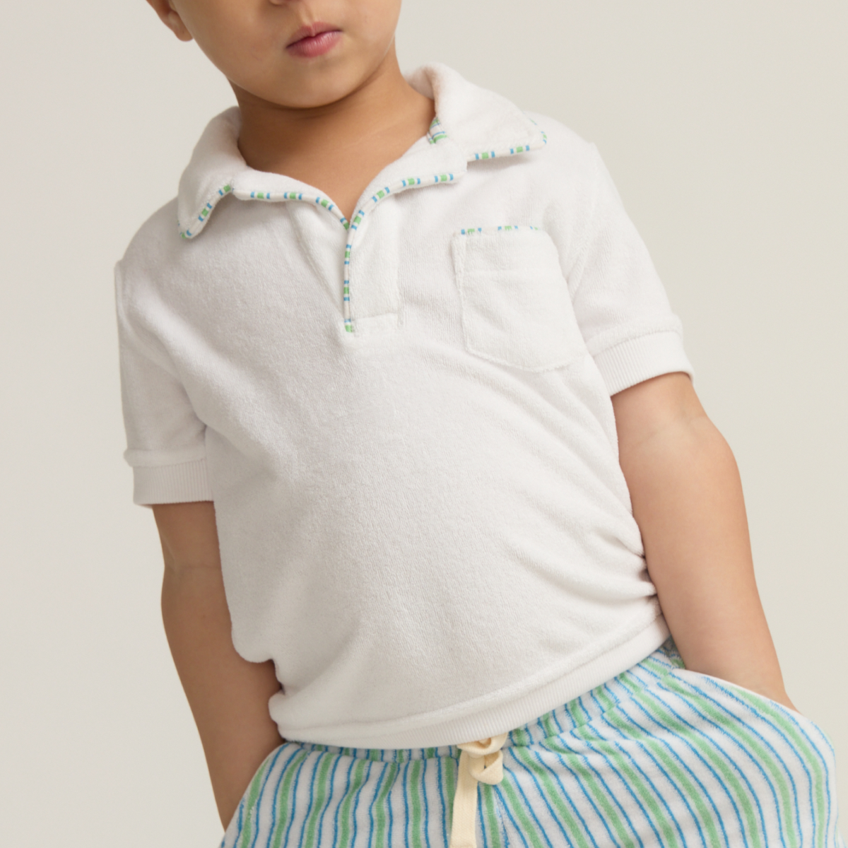 Unisex Shell White French Terry Polo