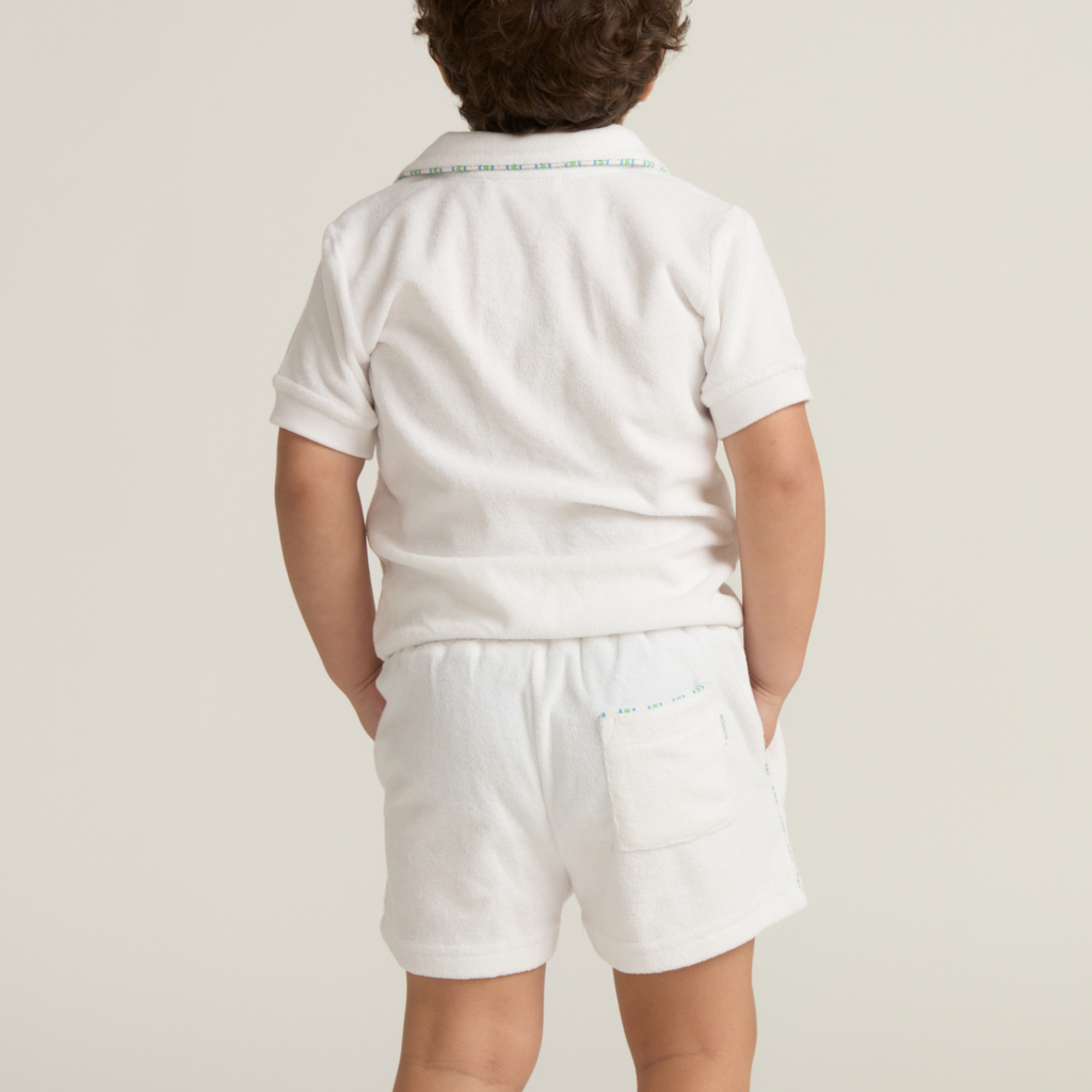 Unisex Shell White French Terry Polo