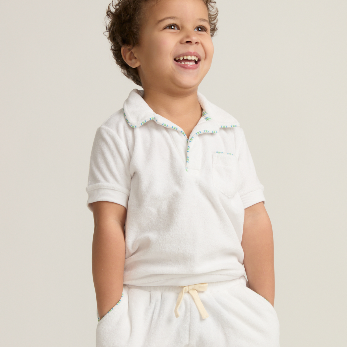 Unisex Shell White French Terry Polo
